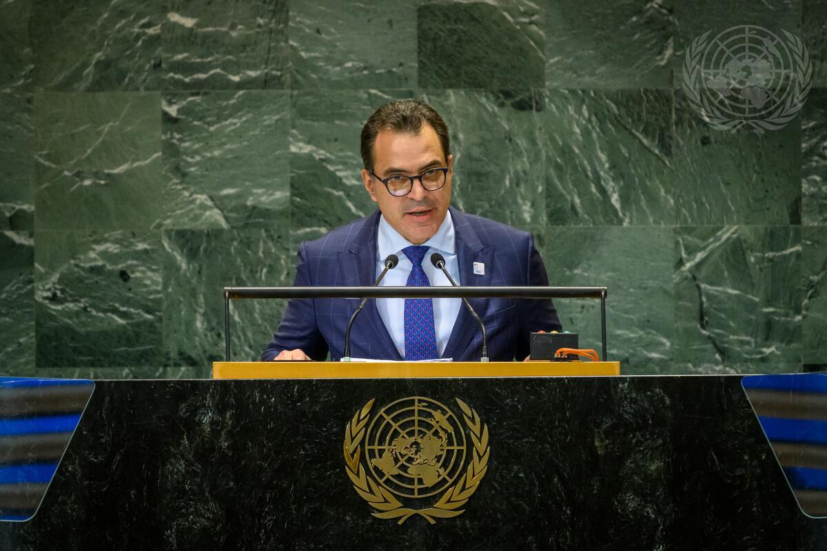 International IDEA Secretary-General Kevin Casas-Zamora delivered a statement at the UN General Assembly during the Summit of the Future in September 2024. Credit: UN Photo